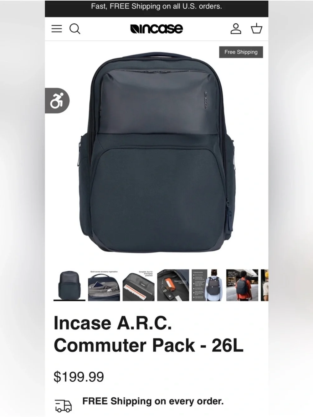 Incase Navy A.R.C Commuter 26L Backpack